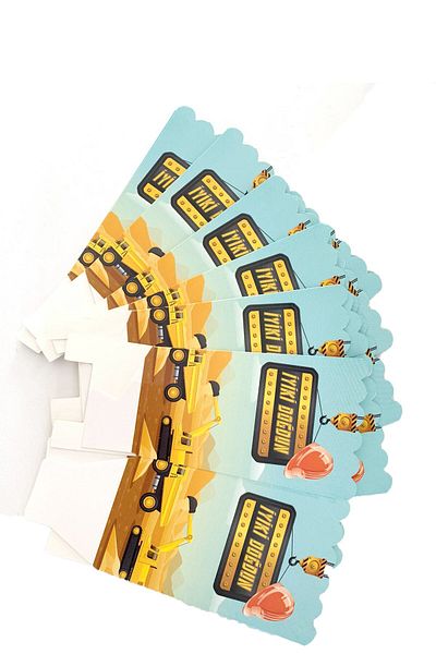 Partifabrik Construction Machinery Themed Corn Box 8 Pieces