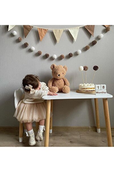 Partifabrik Kahve Tonlar Retro Sıralı Ponpon Süs Parti Süsü 1.kalite 2 Mt