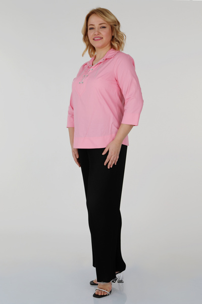 mardi exclusive Kadın Büyük Beden Zincir Detaylı Pamuk Gömlek