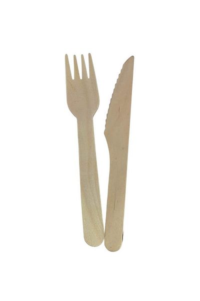 Partifabrik Disposable Wooden Party Fork Knife Set of 16