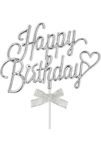 Genel Markalar Gümüş El Yazısı İyiki Doğdun Pastası Fiyonklu Kek için 3D Çift...