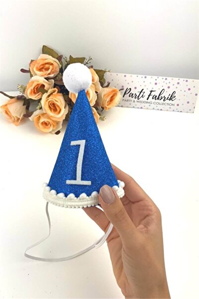 Partifabrik Καπέλο 1 έτους Navy Blue Mini Glitter Pompom