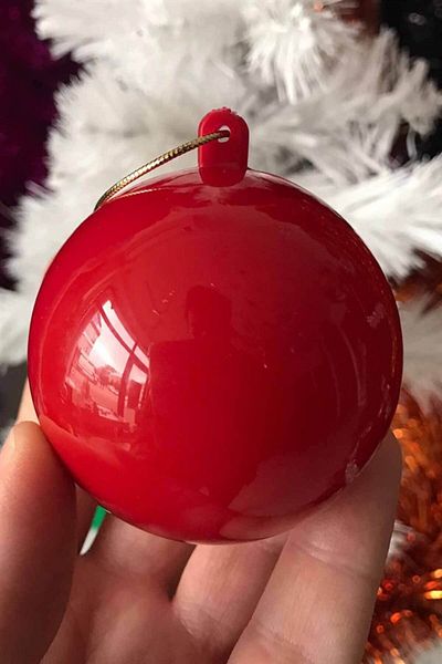 Partifabrik New Year's Opaque Red Surprise Ball Tree Ornament 6 cm Pack of 6
