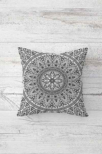 Generic Brand Ethnic Sample Fractal Patterned Hidden Zippered Throw Pillow Cover Sofa Pillow Cover Set (4pcs)