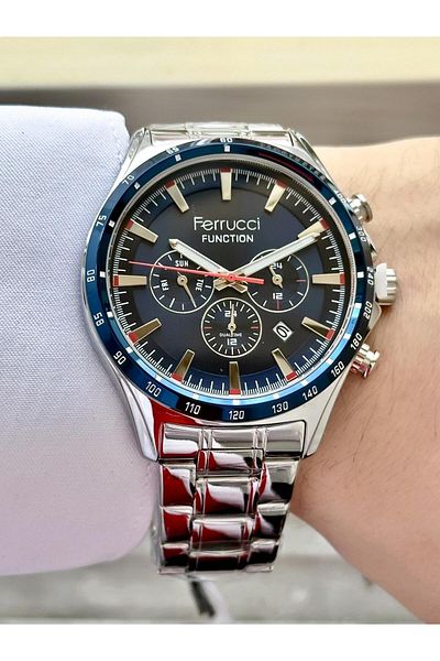 Ferrucci Men's Multifunctional Metal Band Wristwatch