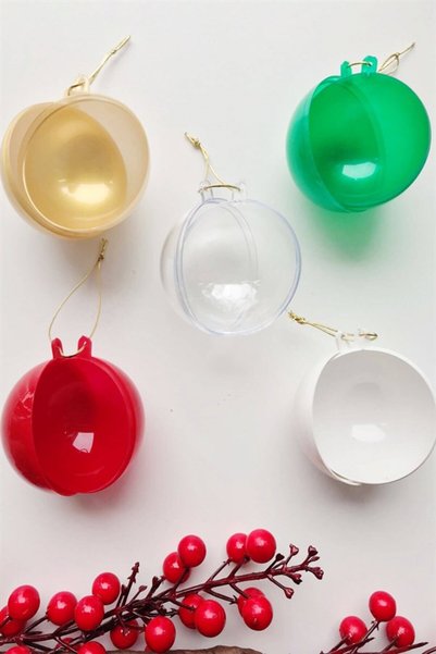 Partifabrik New Year's Opaque Red Surprise Ball Tree Ornament 6 cm Pack of 6