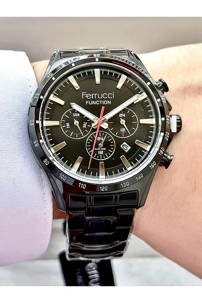 Ferrucci Men's Multifunctional Metal Band Wristwatch