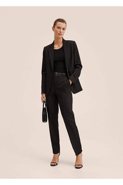 MANGO Woman Belted Fabric Trousers