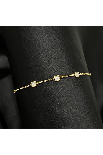 Aleda Minimal Pearlescent Square Steel Bracelet