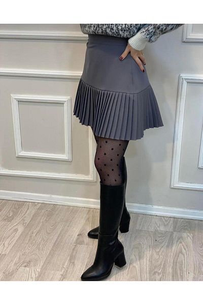 SLAW REZZ fusta pliată pentru femei, fustă cu fermoar ascuns pe spate din lycra