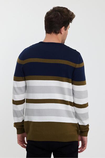 ALEXANDERGARDI Alexandergardı Crew Neck Color Blocked Men's Sweater (E23-6710)