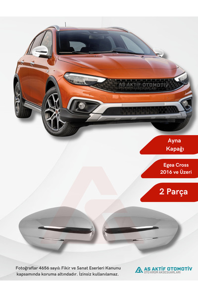 as aktif otomotiv oto krom aksesuarları Fiat Egea HB-Cross Ayna Kapağı 2 Parç...