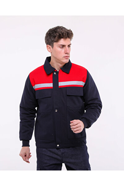 Çamdalı İş Elbiseleri Çamdalı Iş Elbiseleri - Iş Montu - 7/7 Kapitoneli Kırmızı Robalı Lacivert Kışlık Işçi Montu