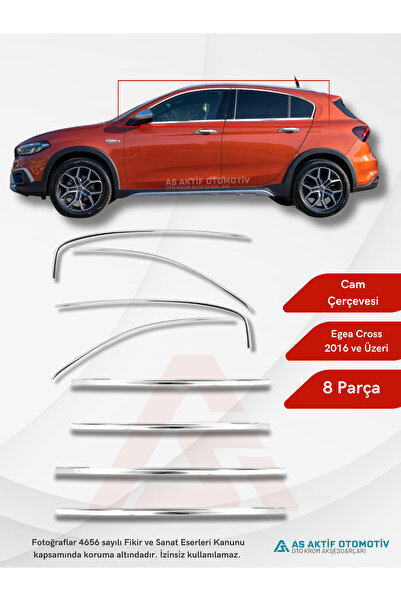 as aktif otomotiv oto krom aksesuarları Fiat Egea HB-Cross Uyumlu Cam Çerçeve...