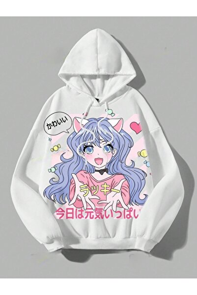 over head oh Hanorac de damă, alb, cu părul albastru, fată cu păr, cu 3 fire