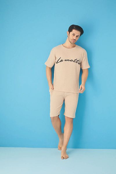 Ayans Pijama Ανδρικό Σετ Κάπρι με ραβδώσεις Oversize