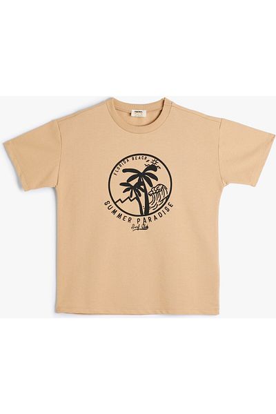 Koton T-Shirt mit Aufdruck „Florida City“ und kurzen Ärmeln, Rundhalsausschnitt