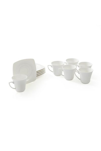 Kütahya Porselen Bone Mare 6-Piece White Coffee Cup Set - 80 ml