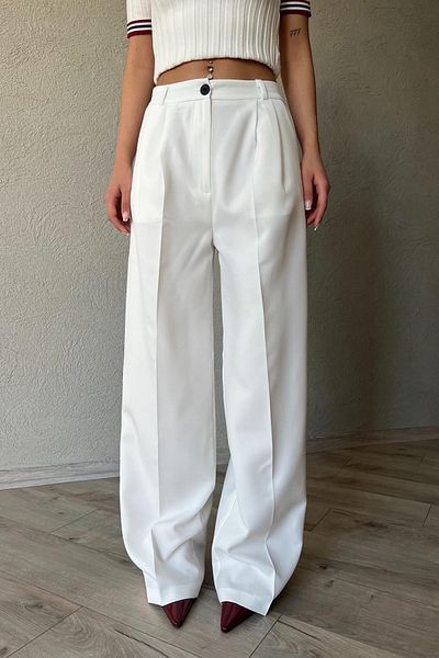 Seda Yalçın Atelier Ecru Pleated Detailed Palazzo Trousers