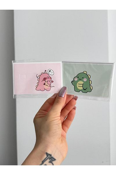 Planet Butik Dino Love Card Covering Sticker Set of 2