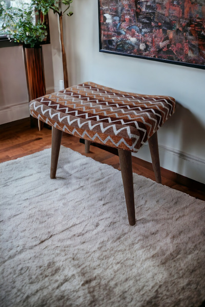 BARERMO Kahve kavisli puf Bench, puf sandalye, oturak, tabure, makyaj masası ...