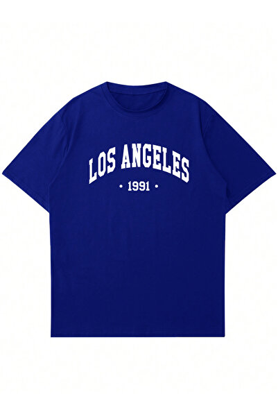 Ginevra تي شيرت مطبوع عليه رقبة دائرية كبيرة الحجم للجنسين من لوس أنجلوس