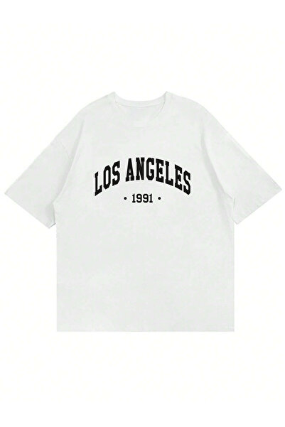 Ginevra Μπλουζάκι Unisex Oversize Crew Neck Los Angeles με στάμπα