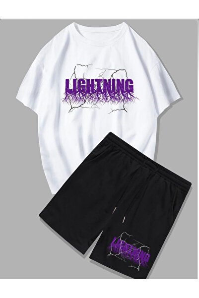 Generic Brand Unisex komplet sa gornjim i donjim delom sa natpisom "Lightning"