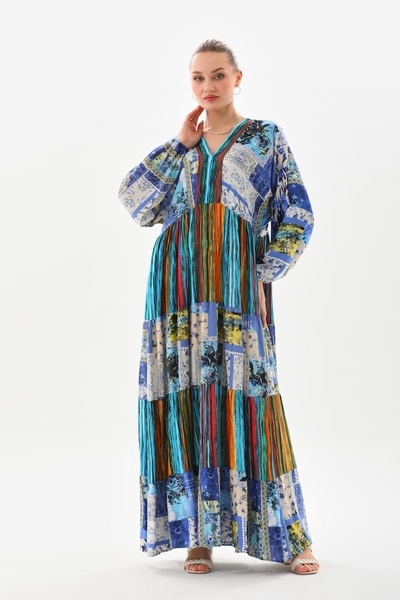 NAVY Rochie mozaică pe lungime