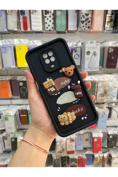 güntekno Xiaomi Redmi NOTE 9S/PRO Uyumlu Sevimli Ayıcık Figürlü Silikon Kılıf