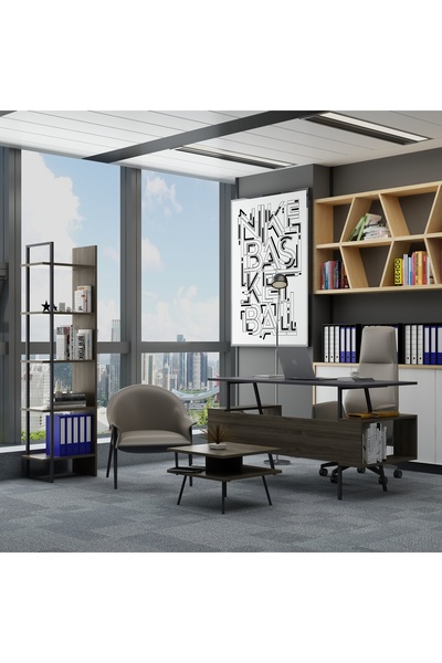 lagomood İrony Poly Ofis Takımı Antrasit Ceviz