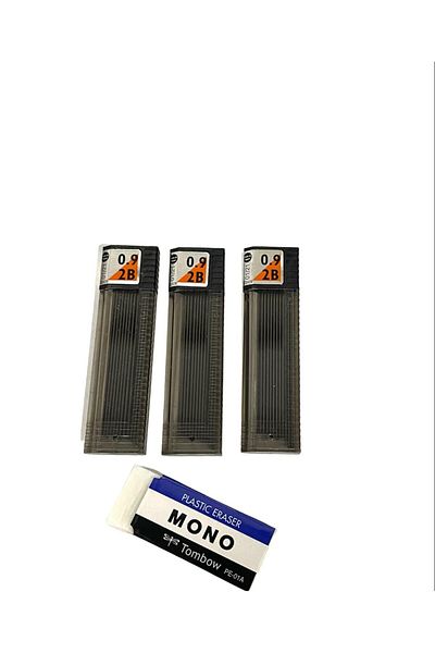 Tombow MONO WHITE ERASER & TOMBOW 0.9 mm TIP 3 PIECES (SET OF 4)