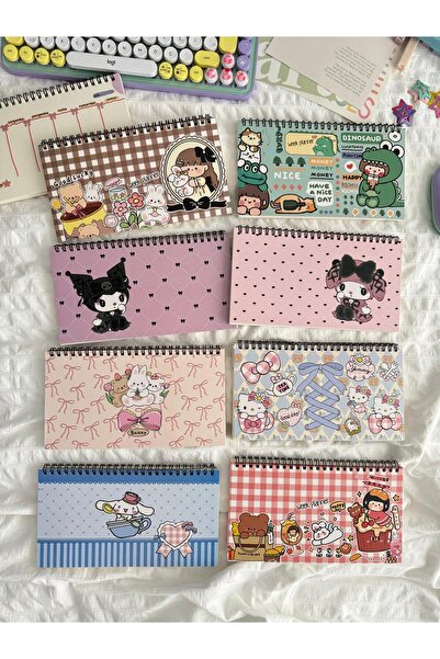 Planet Butik Sanrio Cinnamoroll Kawaii Σχεδιασμένο πληκτρολόγιο μπροστά Δώρο σημειωματάριο Weekly Planner