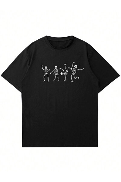 Ginevra Unisex Oversize kroj okrugla kragna Skeleton B Štampano majica