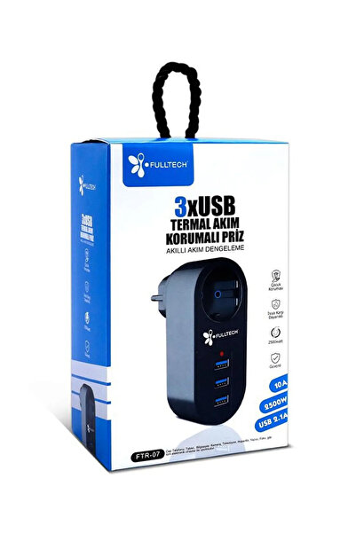 MATECHNO Termal Akım Korumalı Tekli Duvar Priz 3xUsb Akıllı Akım Dengeleme