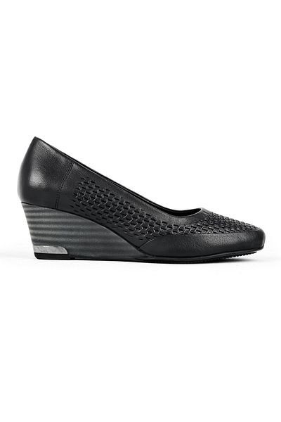 Lal Shoes & Bags Pantofi Sierta de damă din piele naturală, cu model de fagure-negru