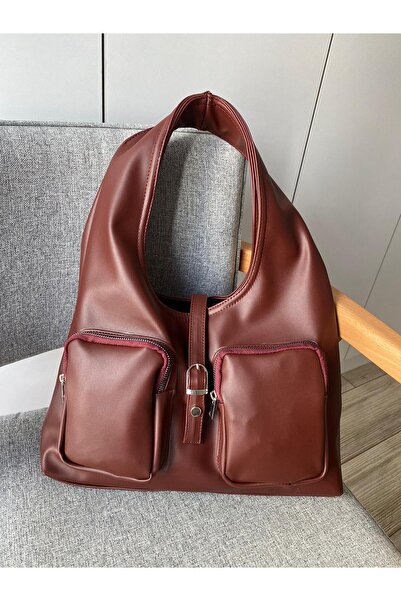 Sude Suni Deri Büyük Cepli Kadın Çanta