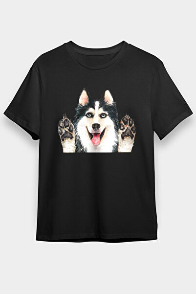 Darkhane تي شيرت أسود هاسكي هاسكي للجنسين - تي شيرت سيبيريا باوز