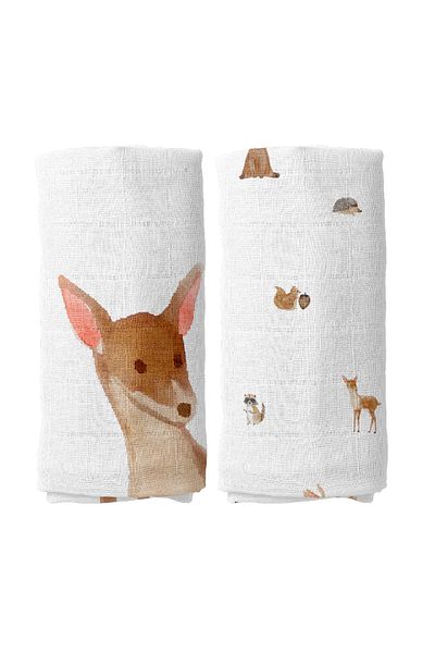 Casadora Baby Forest Amigos Cotton Muslin Cover Set (90X90 CM PACK OF 2)