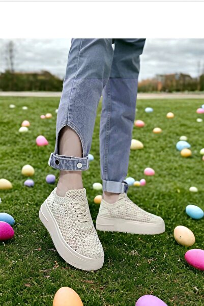 Pretty Girl Kadın dolgu dantelli günlük sneakers topuk ( 6 cm )