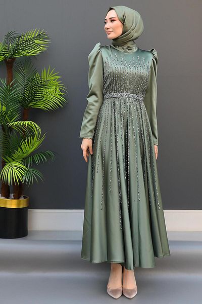 GİZ AGİYİM Βραδινό φόρεμα Sun Hijab Χακί
