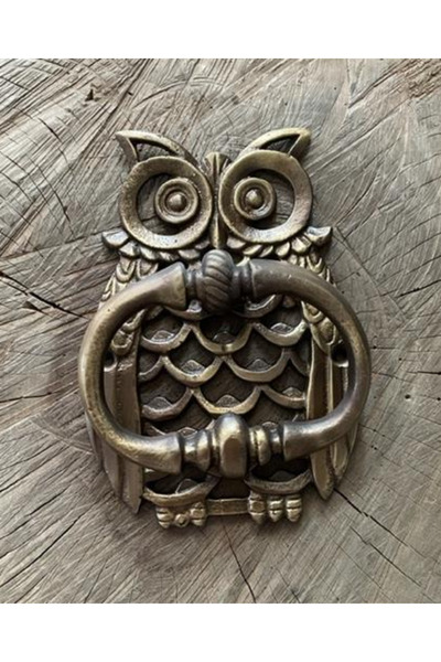 DMR BÜYÜK BAYKUŞ TAKTAK ANTİK SARI PİRİNÇ KAPI TAK TAK KAPI TOKMAGI