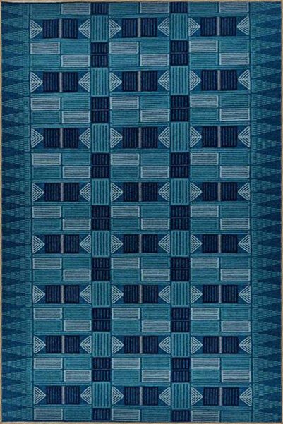 Rugs Modern Halı Μπλε Γεωμετρικό Δημιουργικό Υφαντό Χαλί Δαπέδου 4187