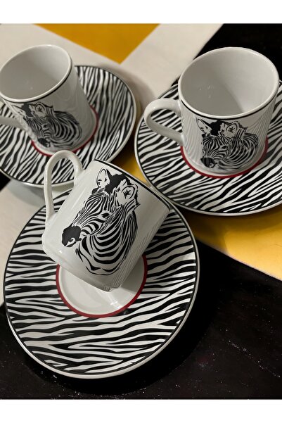 Artistic Quality Dekoratif Şık Tasarım Siyah Beyaz Zebra Motifli 3 Kişilik Ka...