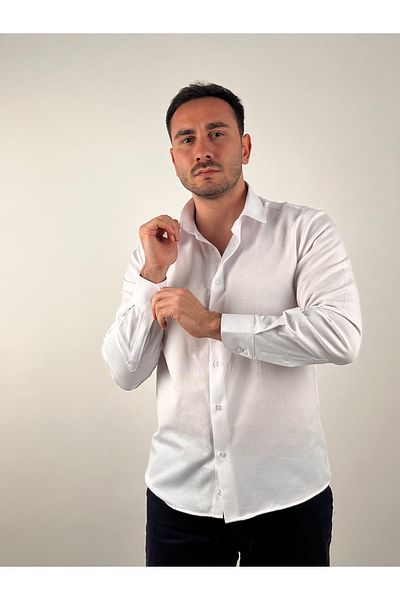 Mad&Calf Ανδρικό πουκάμισο Oxford με μακρυμάνικο γιακά με λεπτή εφαρμογή