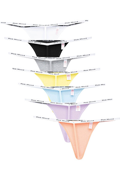 pink mood Тънки еластични памучни секси прашки, комплект от 7 части