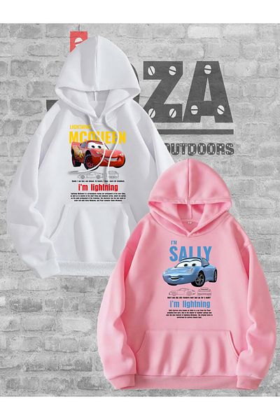 Joza Outdoors Mcqueen Sally Cars Lover Unisex Hooded Sweatshirt - Couple Combination Design, 2-Piece Set