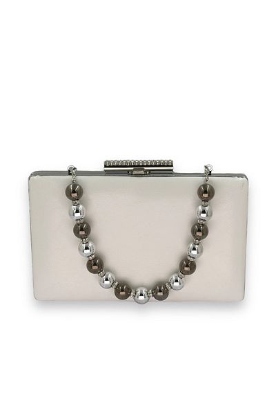 Biçanta Mother of Pearl Λευκό μαργαριτάρι λαβή τσαλακωμένο λουστρίνι βραδινό φόρεμα τσάντα βραδινή τσάντα γάμου αρραβώνων Τσάντα χέννα