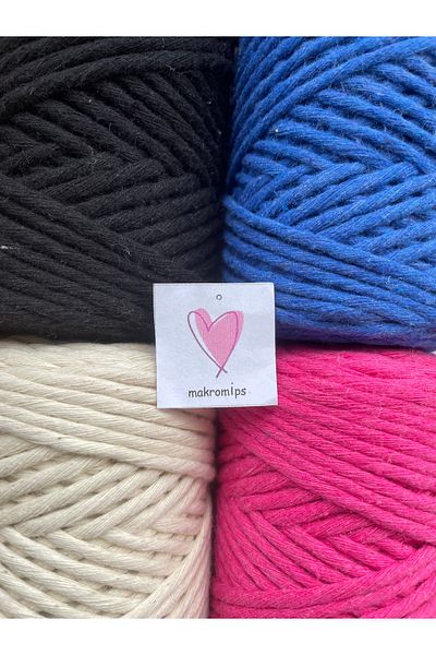 Makromİps MACROME STRING (4 pieces X 250 gr) COTTON SINGLE STRING SCAN HOBBY KEYCHAIN PACK RAINBOW BAG STRING