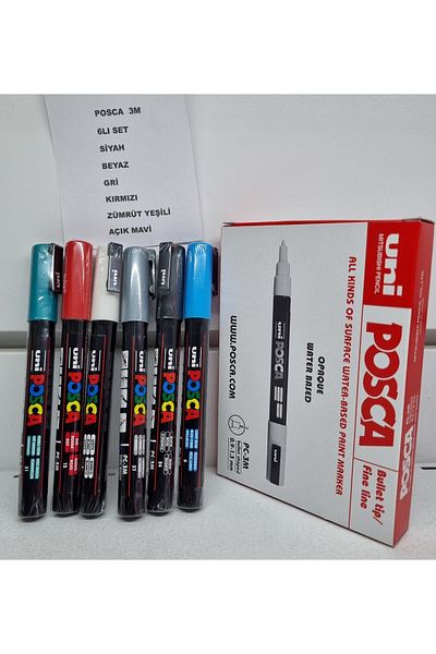 Unibal Uni-ball Uni Posca Water Based Marker Pc-3m 6 Colors 0,9-1,3mm